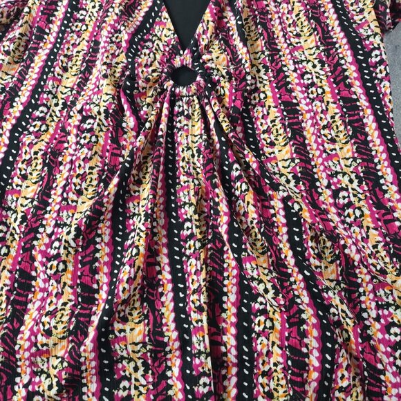 Notations Womens Ring Keyhole Stretch Knit Top XL Abstract Stripe High Low Artsy - Picture 7 of 12